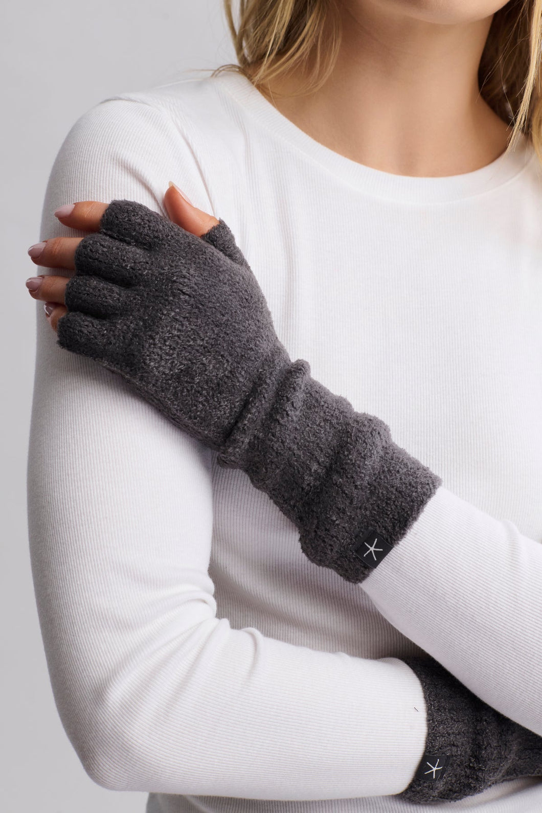CozyChic Lite Fingerless Gloves in Carbon