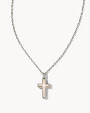 Load image into Gallery viewer, Kendra Scott Cross Pendant Necklace in White Lab Grown Opal
