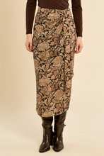 Load image into Gallery viewer, Athena Woven Midi Skirt in Black &amp; Brown Mix
