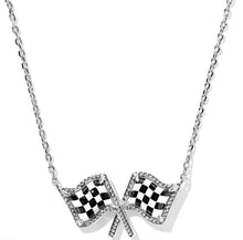 Load image into Gallery viewer, Kendra Scott Checkered Flag Silver Pendant Necklace in White Mother of Pearl
