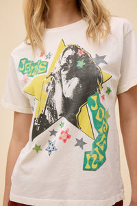 Janis Joplin Scrapbook Art BF Tee in Stone Vintage