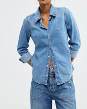 Load image into Gallery viewer, We The Free Benny Slim Denim Top in Harbor Blue
