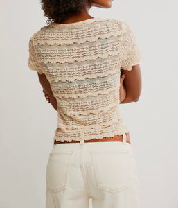 Angelina Lace Tee in Tea