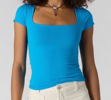 Load image into Gallery viewer, Sunfade Clean Lines Baby Tee in Hyper Teal
