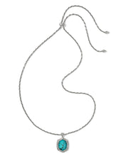 Load image into Gallery viewer, Tiger Striped Daphne Vintage Silver Small Long Pendant Necklace in Blue Marble
