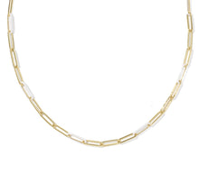 Load image into Gallery viewer, Courtney Gold Paperclip Link Necklace in White Enamel
