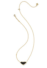 Load image into Gallery viewer, Kendra Scott Bat Gold Short Pendant Necklace in Golden Obsidian
