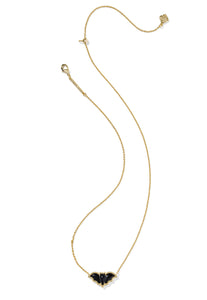 Kendra Scott Bat Gold Short Pendant Necklace in Golden Obsidian