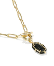 Load image into Gallery viewer, Elisa Gold Enamel Link and Chain Necklace in Black Agate
