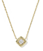 Load image into Gallery viewer, Mallory Crystal Gold Pendant Necklace in White CZ
