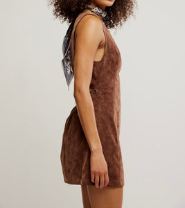 Atlas Suede Mini Dress in Chicory Coffee