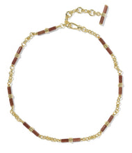 Load image into Gallery viewer, Bree Beaded Gold Link Chain Necklace in Orange Goldstone
