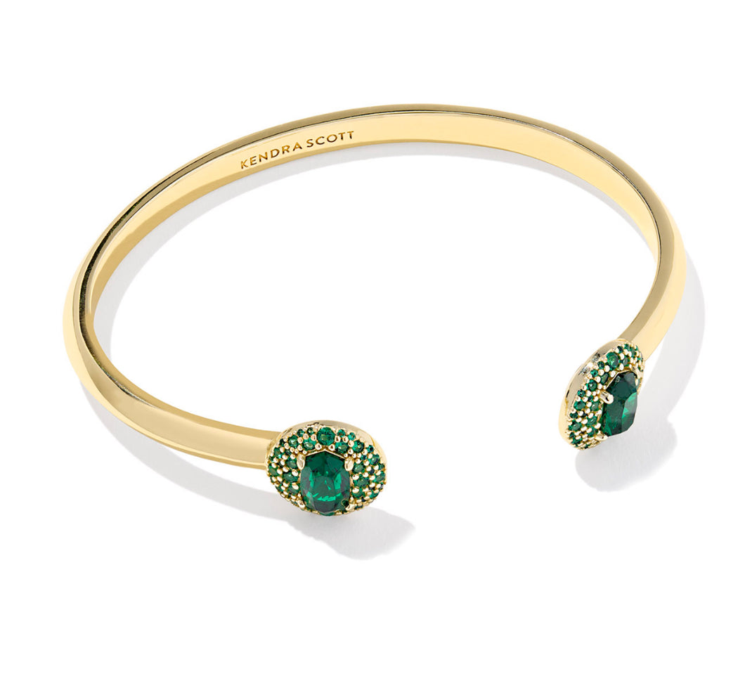 Kendra Scott Bella Gold Cuff Bracelet in Dark Green Crystal