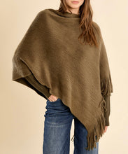 Load image into Gallery viewer, Freida Fringe Poncho in Olive
