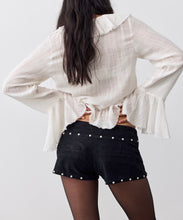 Load image into Gallery viewer, Low Rider Studded Suede Wrap Short in Black
