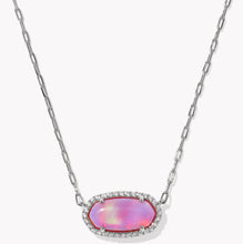 Load image into Gallery viewer, Kendra Scott Elisa Pave Frame Silver Necklace in Pink Opalescent
