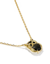 Load image into Gallery viewer, Owl Gold Short Pendant Necklace in Gold Sheen Obsidian
