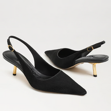 Load image into Gallery viewer, Bianka Gilded Slingback Pump in Black Brahma Hair
