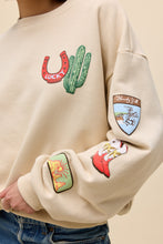 Load image into Gallery viewer, Western Patches Oversized Crew Sweatshirt in Sand
