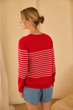Load image into Gallery viewer, Striped Button Down Cardigan in Red &amp; Pink
