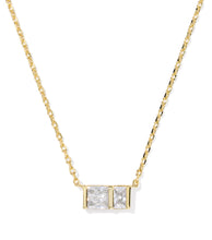 Load image into Gallery viewer, Kendra Scott Jamie Gold Pendant Necklace in White CZ
