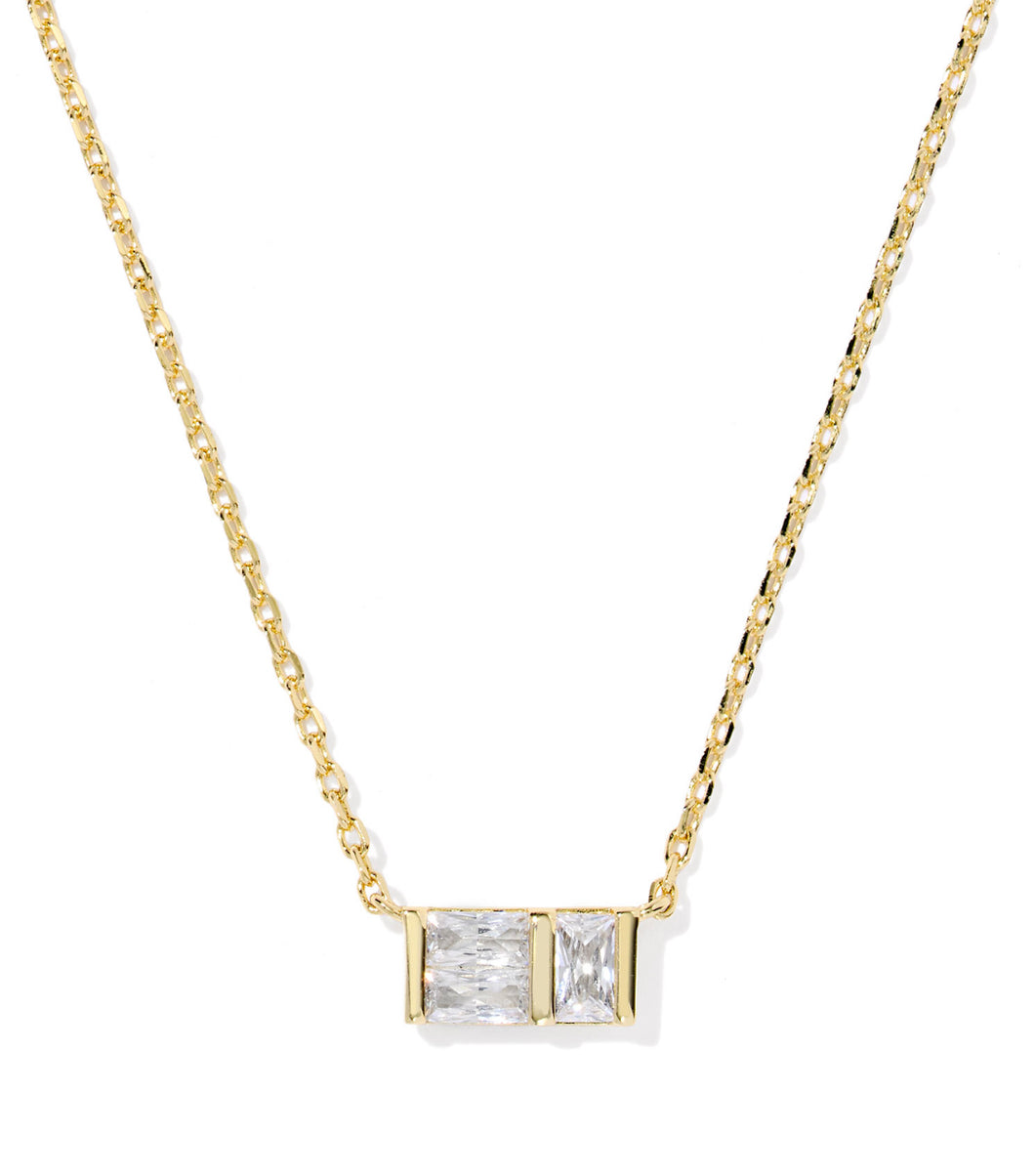 Kendra Scott Jamie Gold Pendant Necklace in White CZ