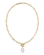 Load image into Gallery viewer, Elisa Gold Enamel Link and Chain in White Mother of Pearl
