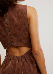 Atlas Suede Mini Dress in Chicory Coffee