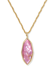 Load image into Gallery viewer, Kendra Scott Ophelia Gold Long Pendant Necklace in Light Mauve Illusion
