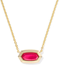Load image into Gallery viewer, Kendra Scott Elisa Bezel Gold Pendant Necklace in Carmine Red Illusion
