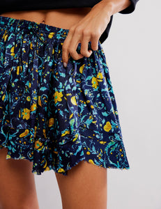 Third Charm Printed Mini Skirt in Navy Combo