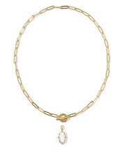 Load image into Gallery viewer, Elisa Gold Enamel Link and Chain in White Mother of Pearl

