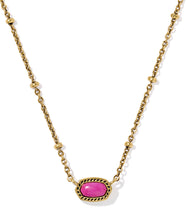 Load image into Gallery viewer, Kendra Scott Mini Elisa Vintage Gold Satellite Necklace in Dark Fuchsia
