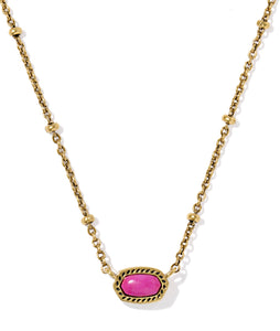Kendra Scott Mini Elisa Vintage Gold Satellite Necklace in Dark Fuchsia