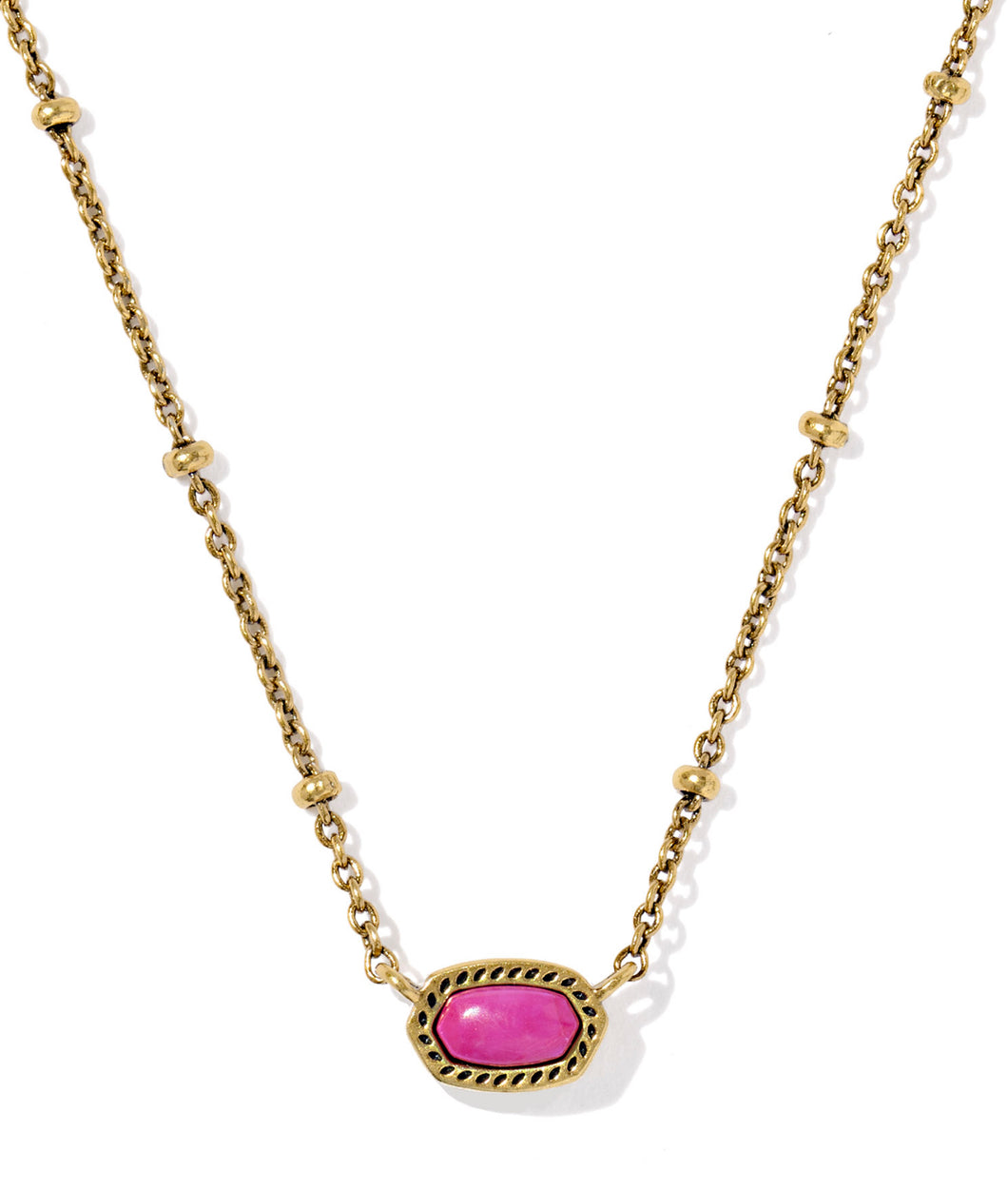 Kendra Scott Mini Elisa Vintage Gold Satellite Necklace in Dark Fuchsia