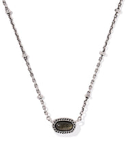 Load image into Gallery viewer, Kendra Scott Mini Elisa Vintage Silver Satellite Necklace in Golden Obsidian
