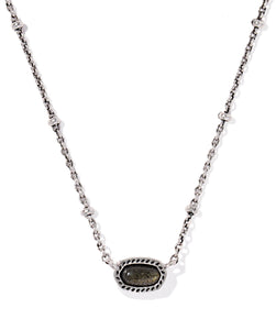 Kendra Scott Mini Elisa Vintage Silver Satellite Necklace in Golden Obsidian