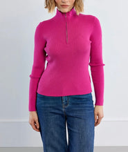 Load image into Gallery viewer, Judy Quarter-Zip Sweater in Fuchsia
