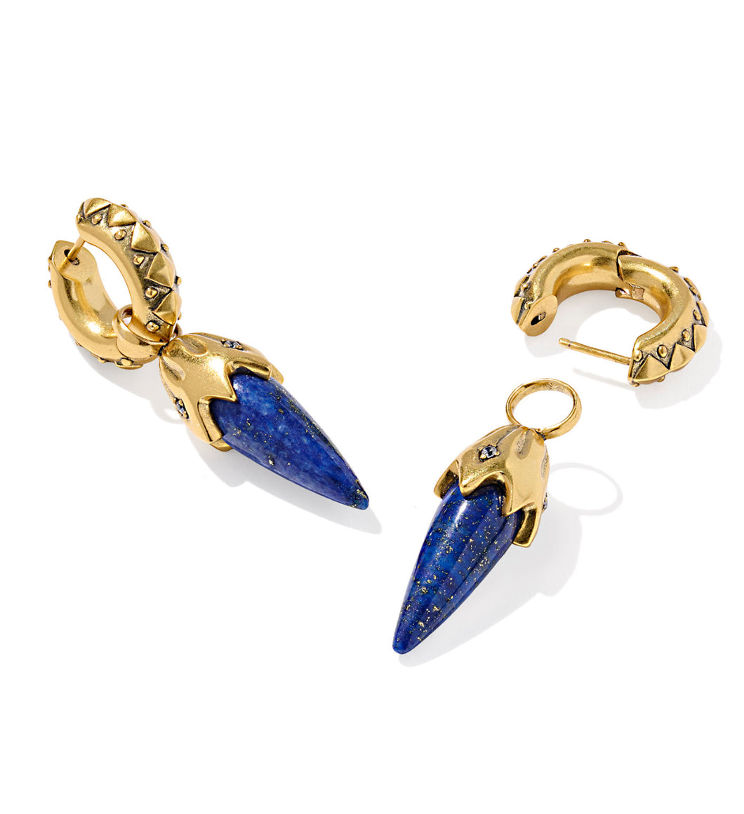 Kendra Scott Catherine Vintage Gold Huggie Earring in Blue Lapis