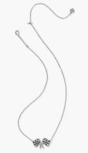 Load image into Gallery viewer, Kendra Scott Checkered Flag Silver Pendant Necklace in White Mother of Pearl
