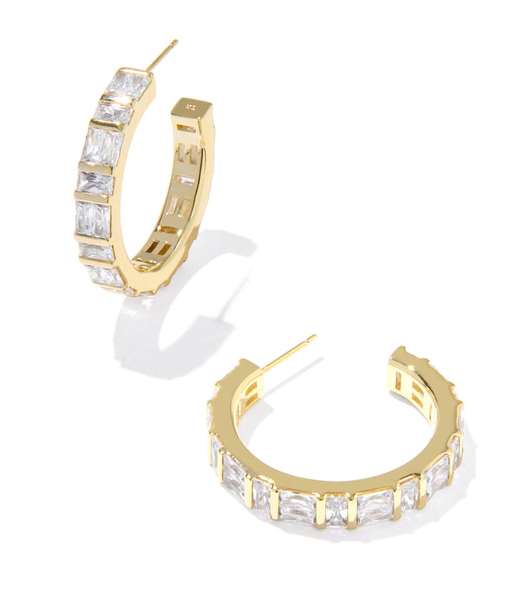 Kendra Scott Jamie Gold Hoop Earring in White CZ