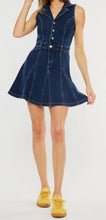 Load image into Gallery viewer, Sleeveless Denim Flounce Dress in Dark Wash
