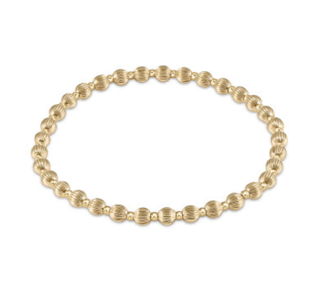Dignity Grateful Pattern 4mm Bead Bracelet - Gold - Extends