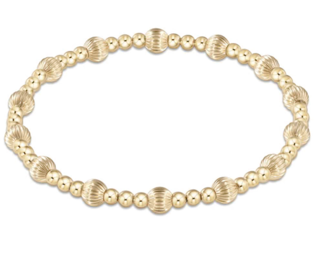 Dignity Sincerity Pattern 5mm Bead Bracelet - Gold - Extends