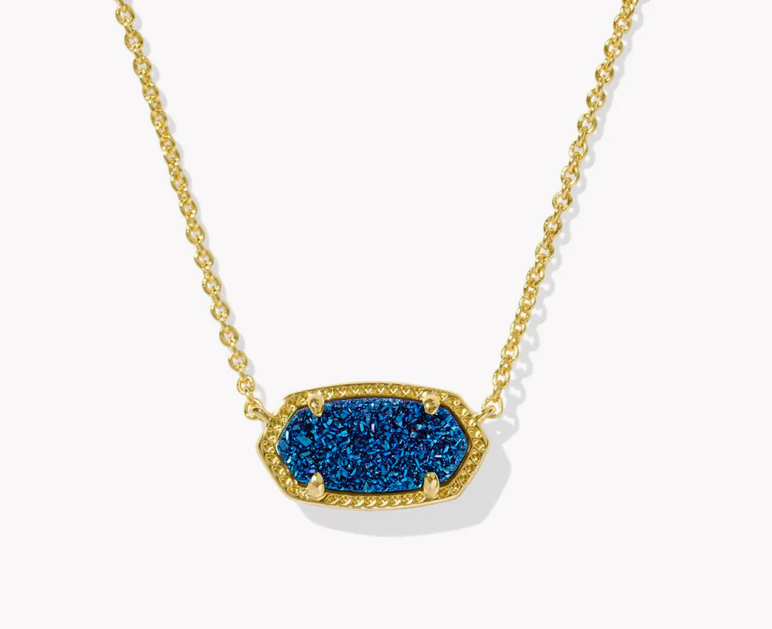 Kendra Scott Gold Elisa Necklace in Blue Drusy – Peacock Lane Shop