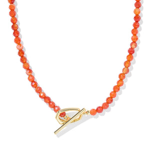 Kendra Scott Sylvia Strand Gold Necklace in Orange Banded Agate