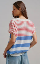 Load image into Gallery viewer, Retro Striped Textured Knit Sweater in Blue
