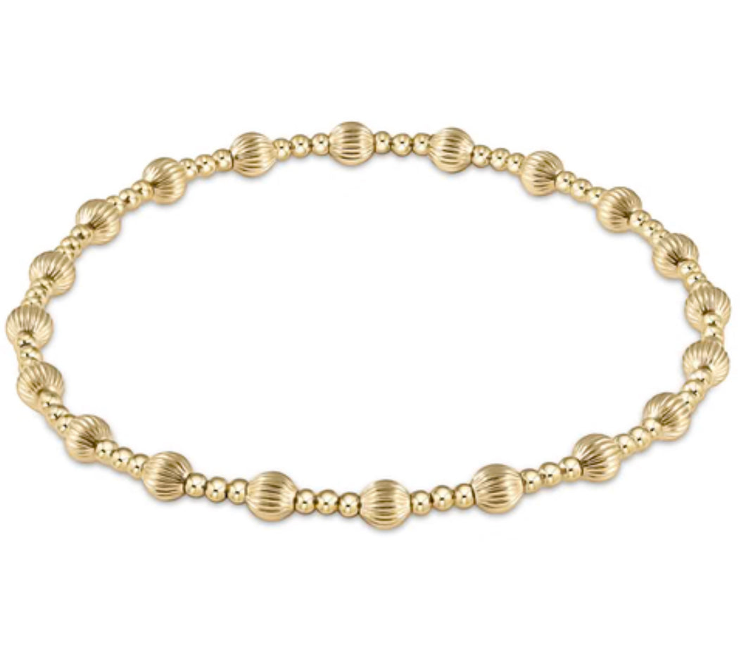 Dignity Sincerity Pattern 4mm Bead Bracelet - Gold - Extends
