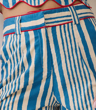 Load image into Gallery viewer, Stripe Contrast Scalloped Shorts in Blue Mix
