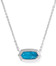 Load image into Gallery viewer, Kendra Scott Elisa Bezel Silver Pendant Necklace in Variegated Indigo Magnesite
